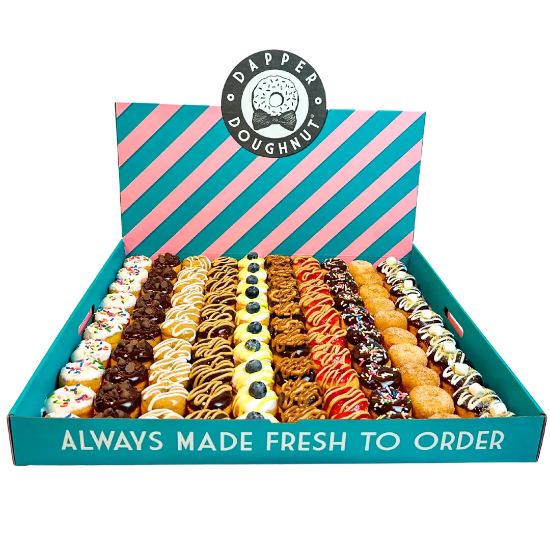 100-count party box of assorted mini doughnuts