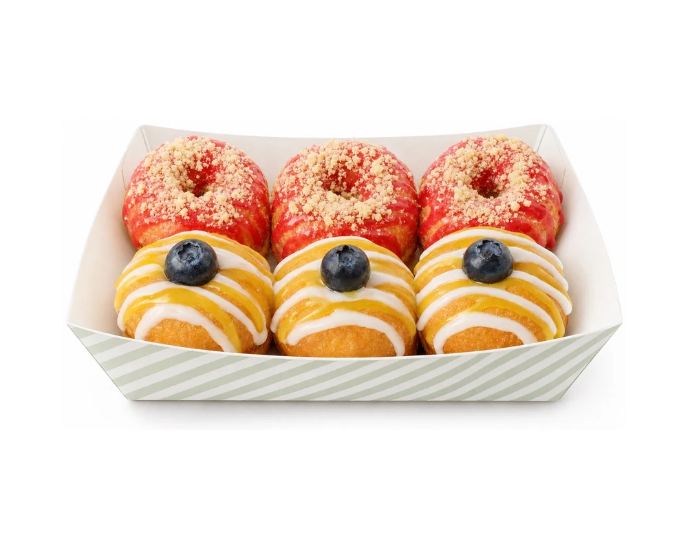6-count tray of assorted mini doughnuts